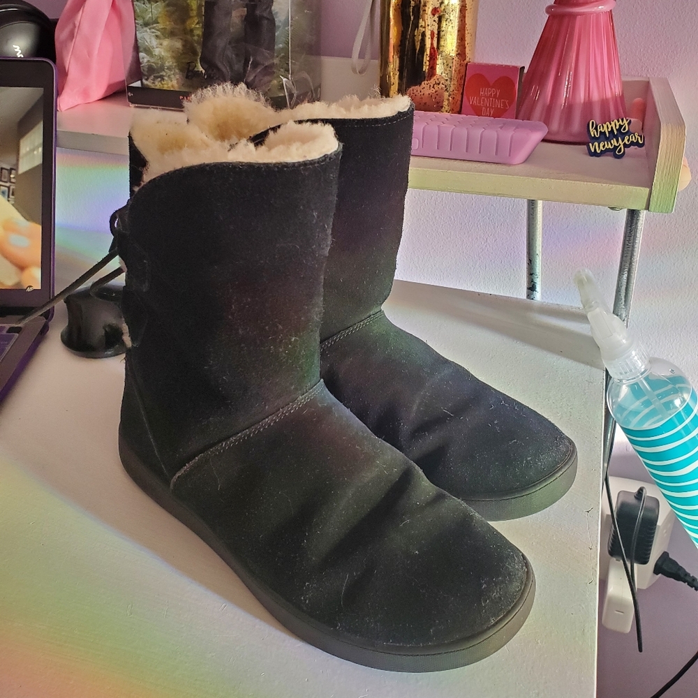 Black lace up/zippered Uggs